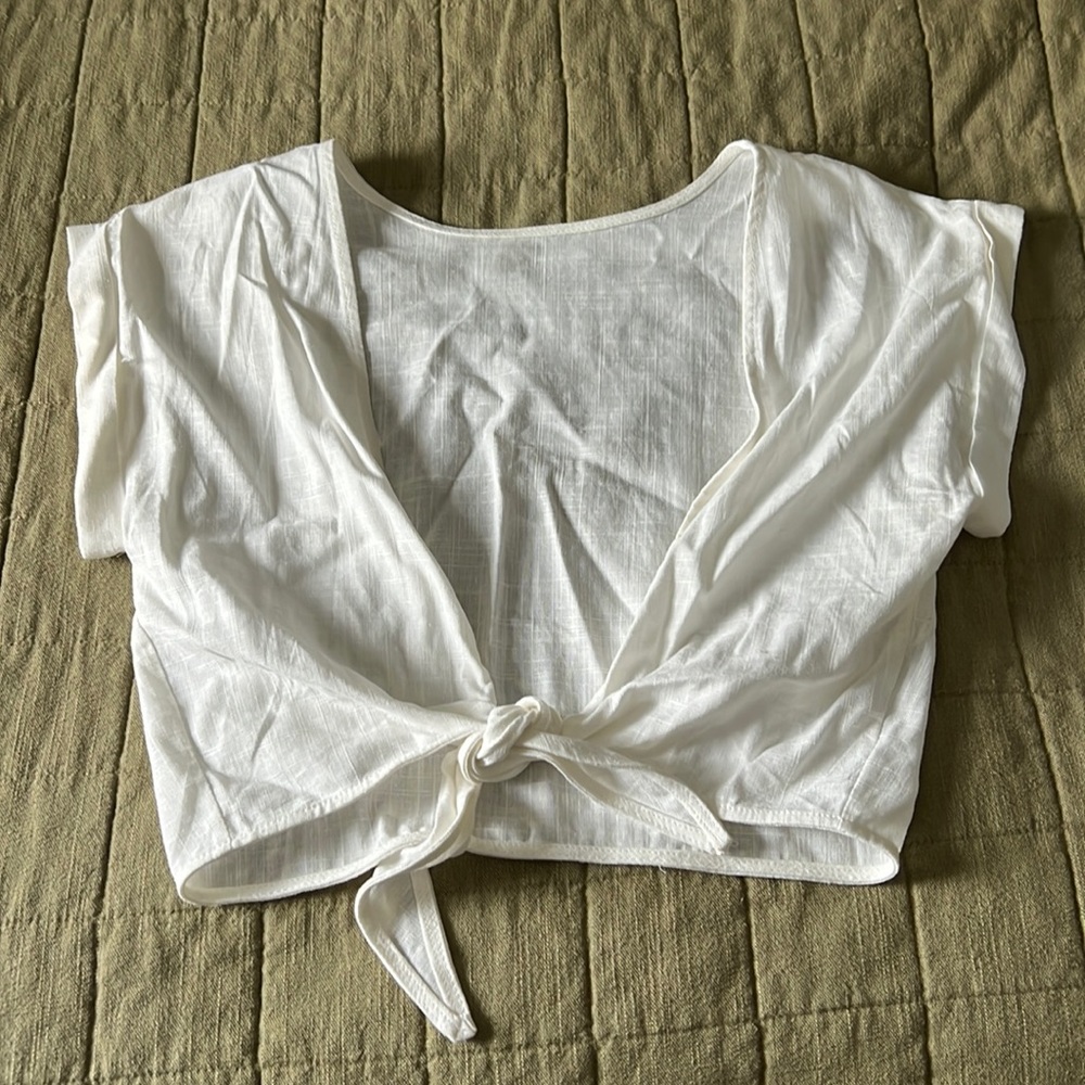 Princess Polly Linen Tie Front Top